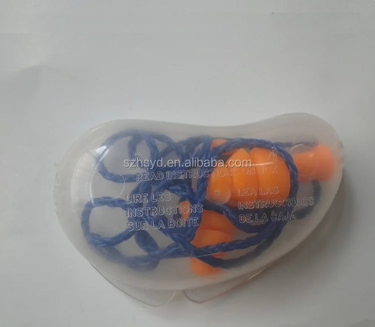 Lightweight Disposable Highest NRR With Nylon Cord Bell Shaped PU Foam Earplugs