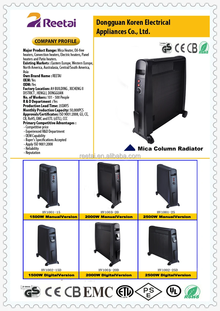 
Wholesale Freestanding Electric Mica Radiator black 2000W Flat-Panel Radiator For Home Use 