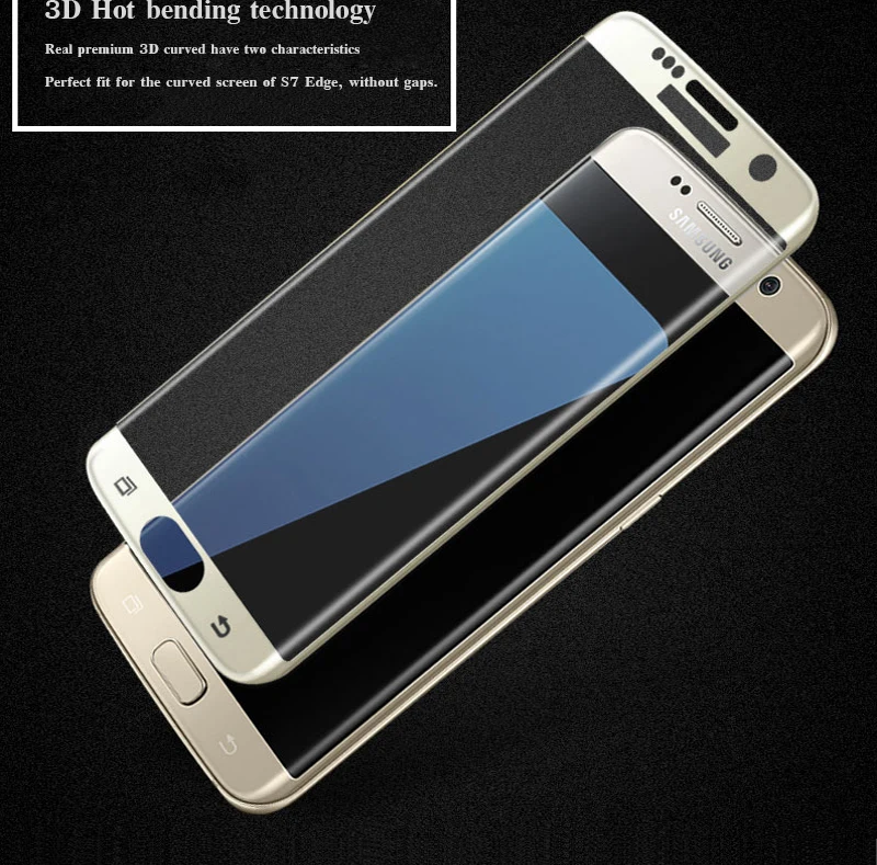 Hot Products Ultra Thin 3D Full cover 9H Hardness Tempered Glass screen protector for Samsung galaxy s7 Edge pelicula de vidro