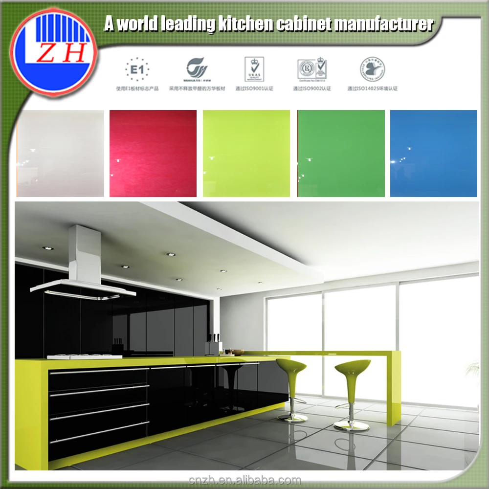 Fiber kitchen pantry cupboard High gloss colored self assemble plastic kitchen cabinets