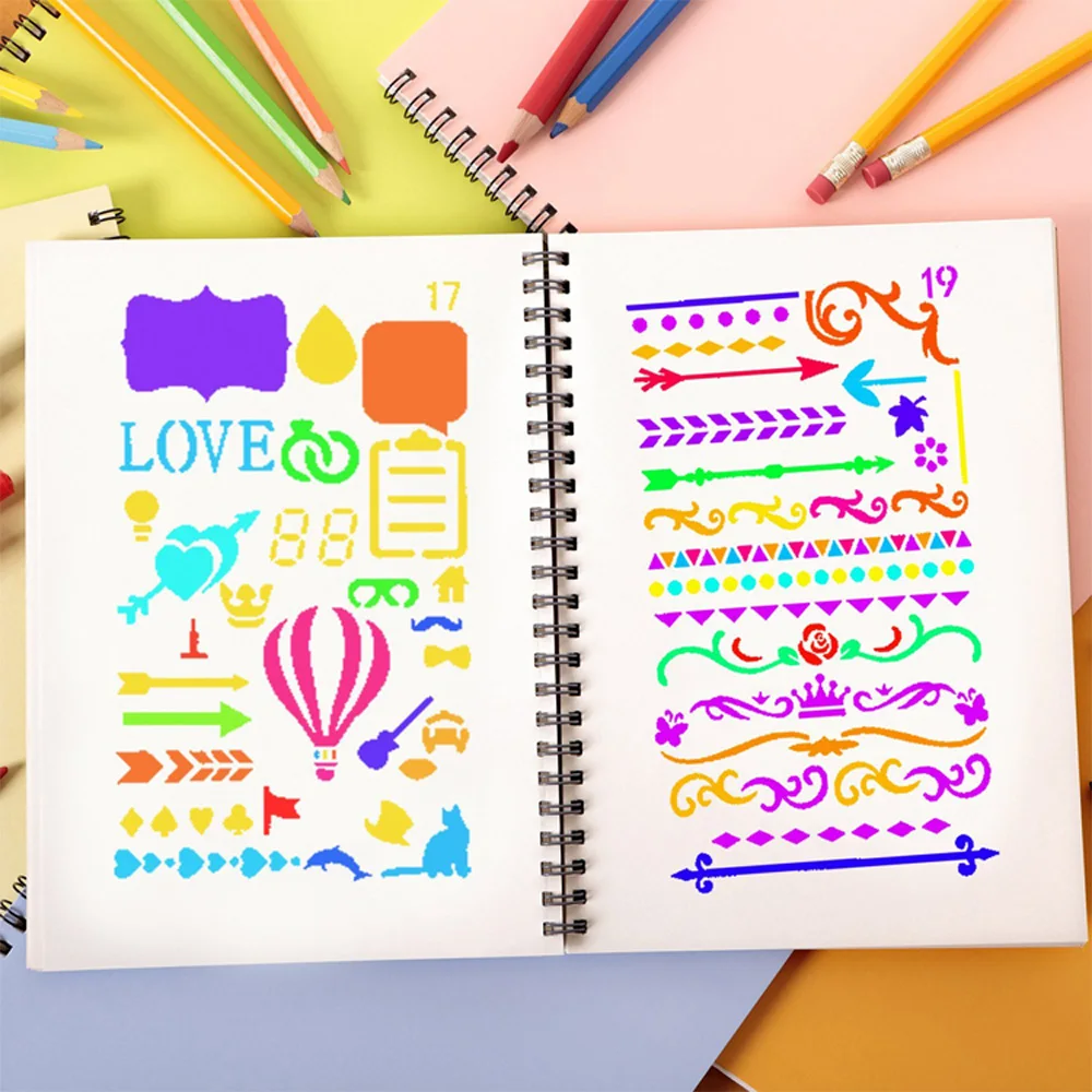 Mini design white stencil plastic sheet for drawing