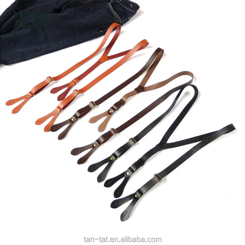 Mens Groomsmen Braces Dark Brown Leather Suspender