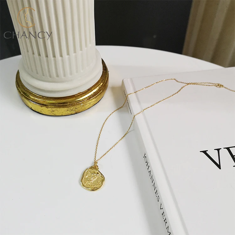 New design freedom owl gold plated sterling silver coin necklace