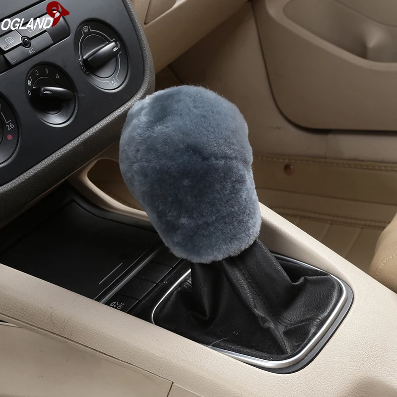 Girl 100% Sheepskin Fluffy wool Car Gear Shift Level Stick Knob Handball Cover For Car Accessory Australian Merino Sheepskin Fur
