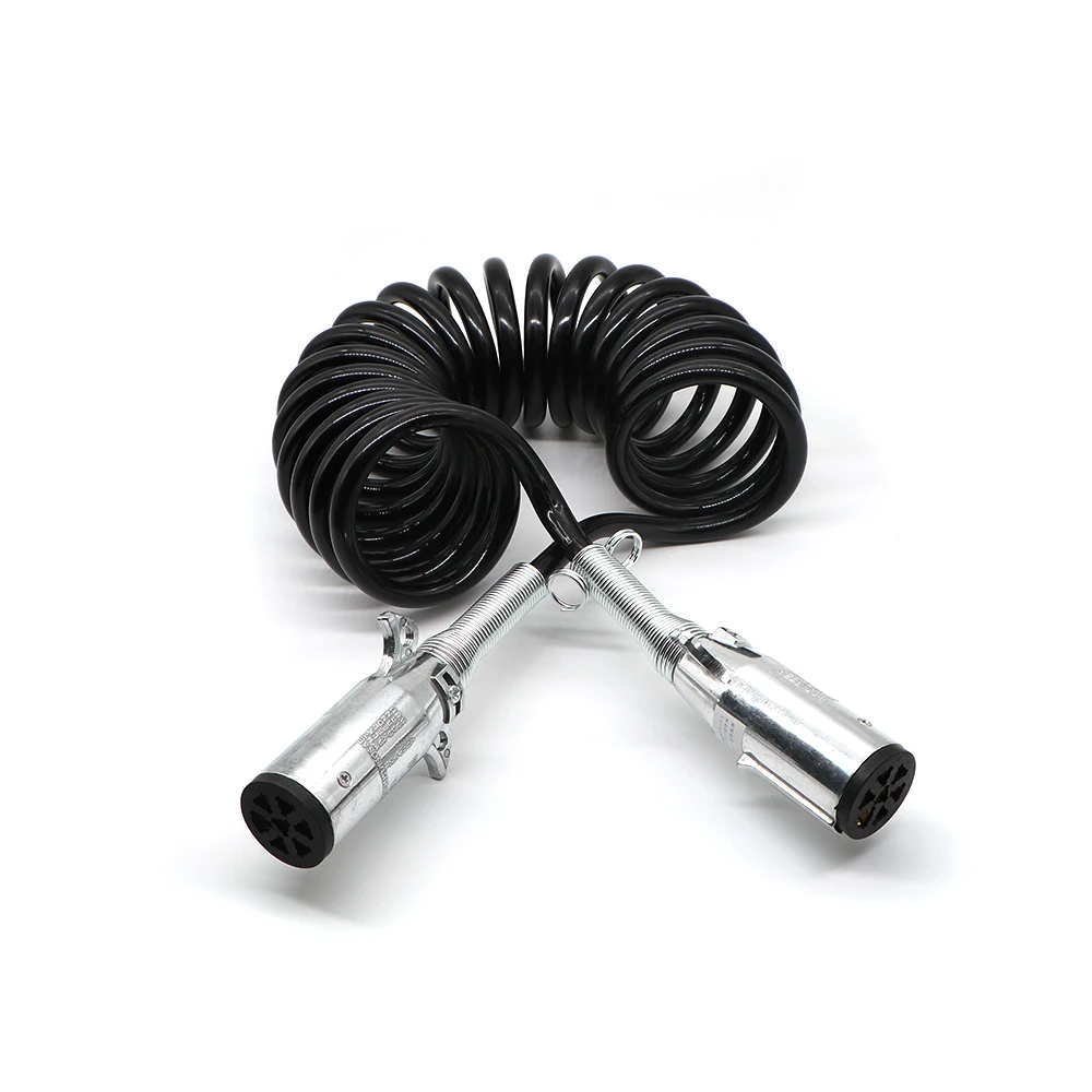 Guangying Brand 7 Core/pin Truck Tractor Trailer Spring Cable 7x0.5mm2 Coiled truck cord 12V