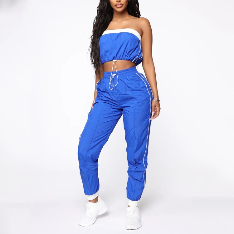 
OEM manufacture women newest fashion fast deliver nylon cargo pants custom windbreaker jogger windbreaker set 