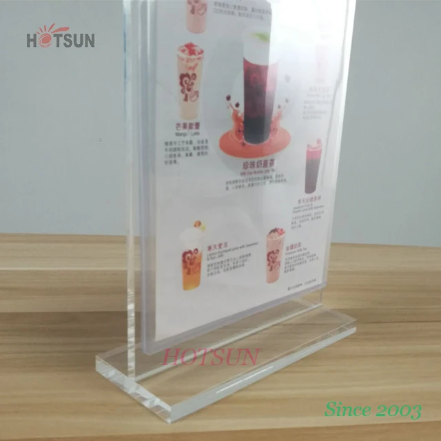 High Quality Flip Up 3 Pieces PVC Sleeves Restaurant Table Menu Stand Custom A5 Acrylic Menu Holder