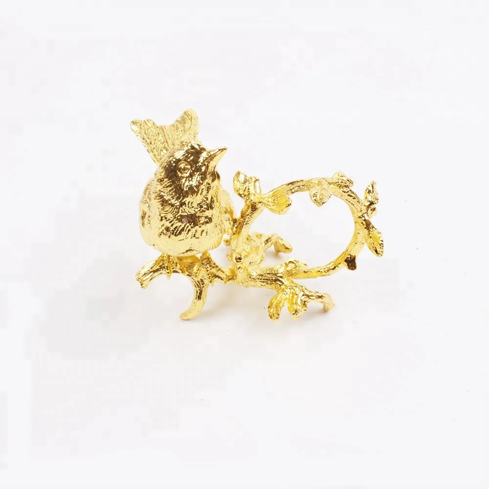 Metal Pewter Song Bird Vintage Napkin Rings For Table Decoration