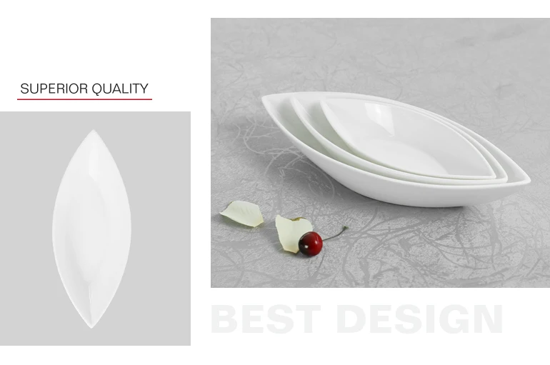 White porcelain dinnerware boat shaped ceramic bowls with different size