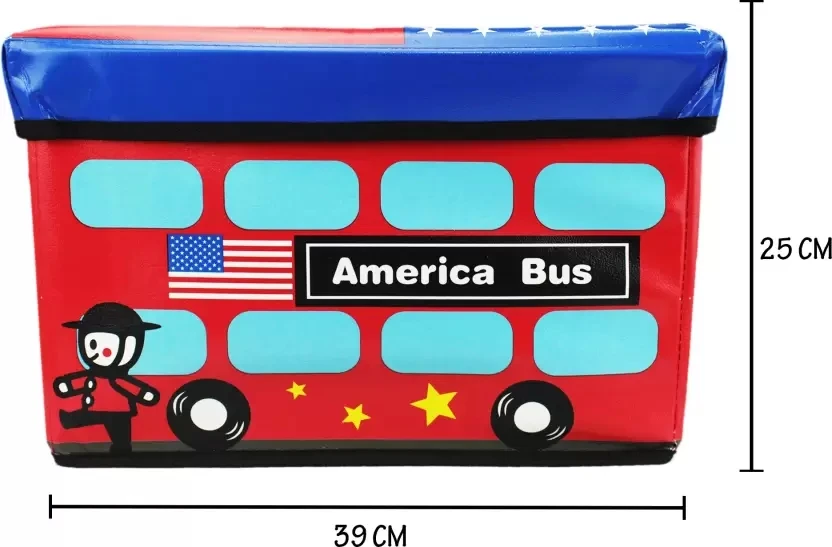 
Novelty Kids Stationery Books Storage Box With America Bus Design boite de rangement stool 
