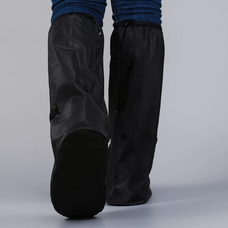 Black Waterproof Men Adjustable Fabric Pvc Motorcycle Rain Boots Cover For Rain with reflector