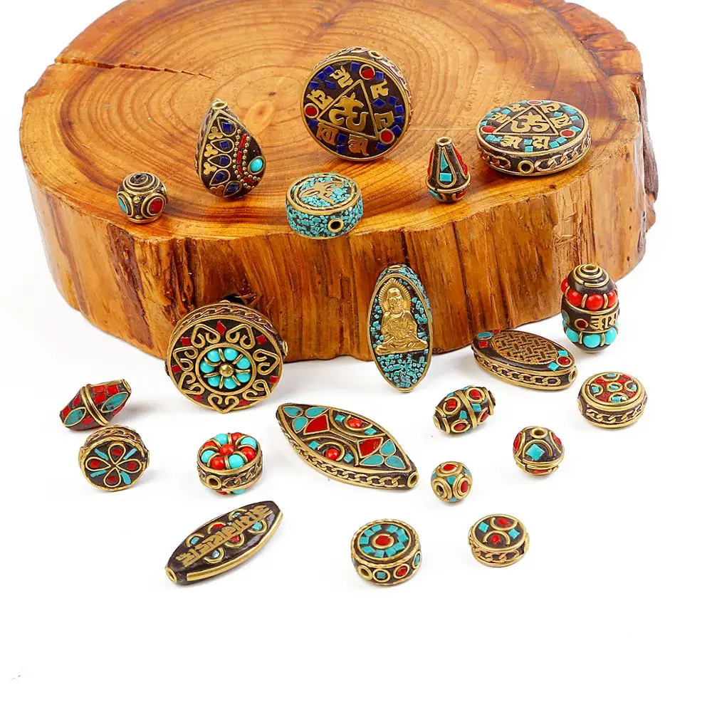 Новинка; 1 предмет ручной работы из латуни Ретро Непал Тибетский античный золотой кулон Подвески бусины для ожерелий и браслетов серьги