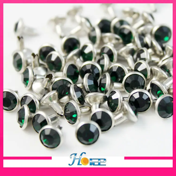 
8mm sapphire open-end rhinestones crystal rivets for leather 