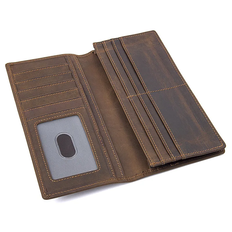 Wb123 RFID Блокировка винтажный вид Crazy Horse кожаный Длинный кошелек