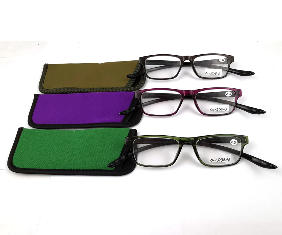 Light weight thin cheap plastic slim reading glasses with long temple