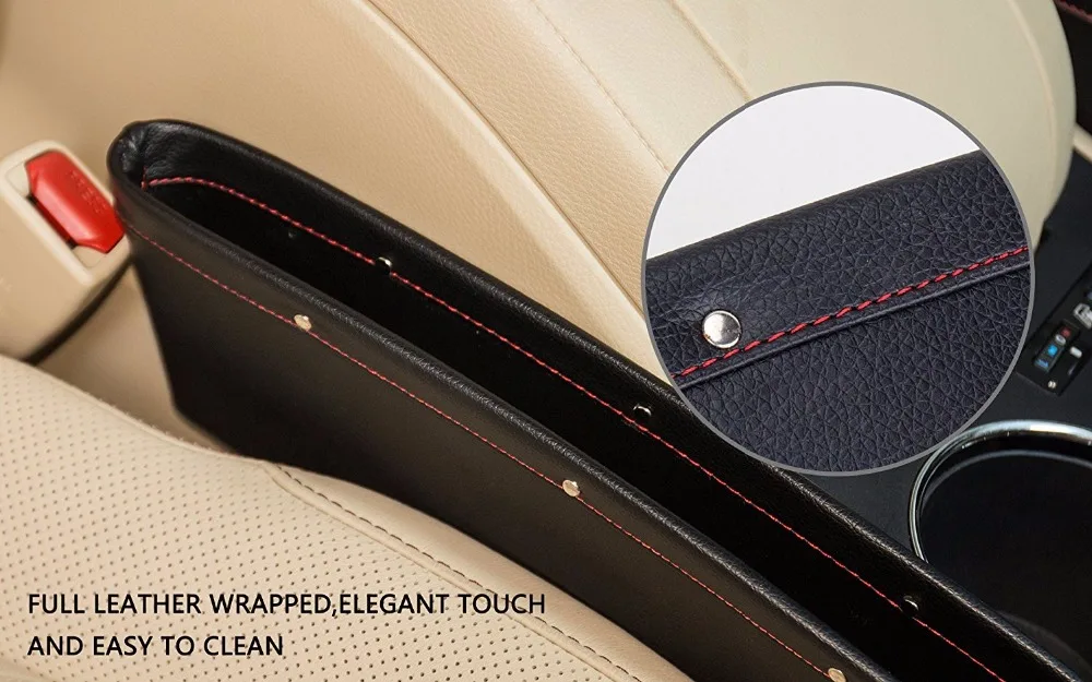
Auto Car Back Seat Side Door Gap Filler Box Organizer With Durable PU Leather 