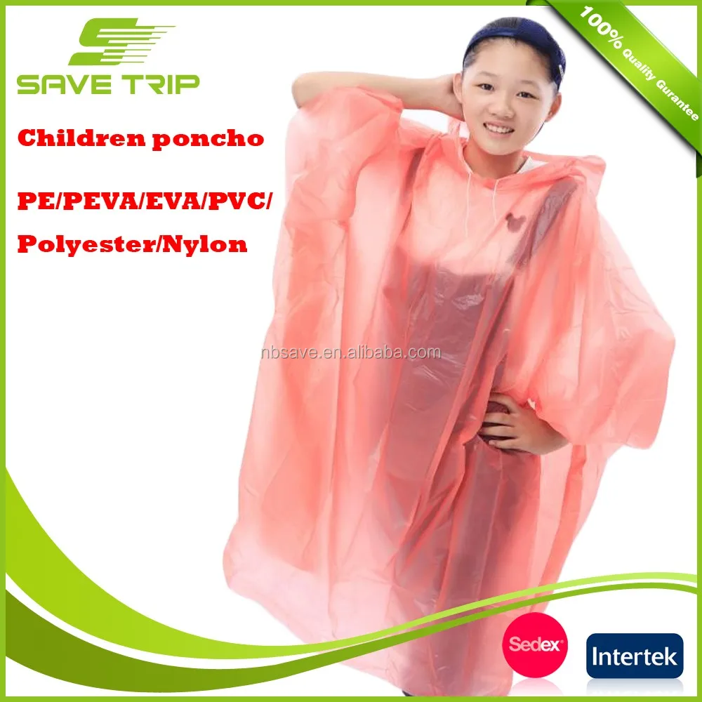 Popular Easy Carry Emergency Disposable Adult/Child PE Raincoat/ rain poncho