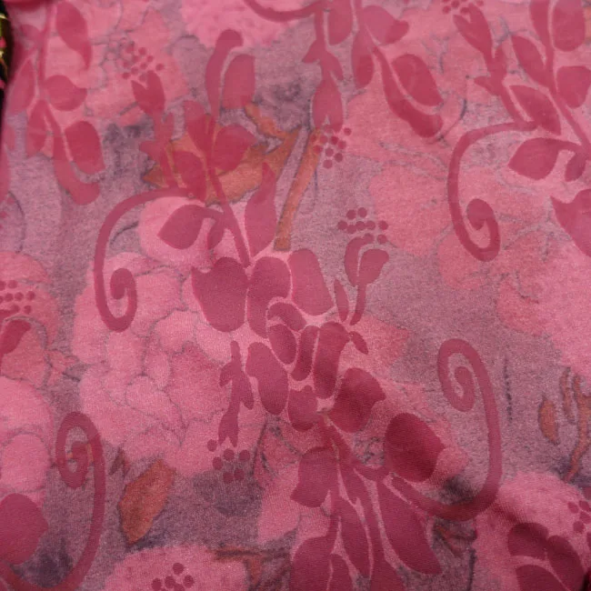 Froal rose silk velvet Burnout and brushed printed stretch fabric for woman dress