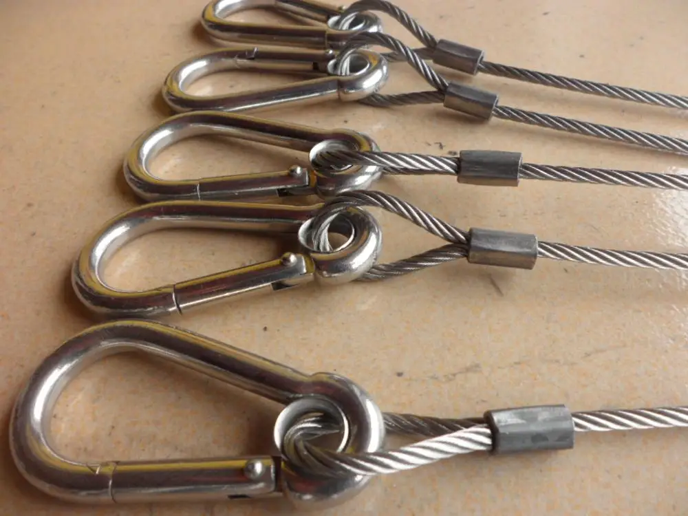 M8 Silver 304 Stainless Steel Carabiner Spring Camping Climbing Secure Lock Snap Hook Eyelet Link