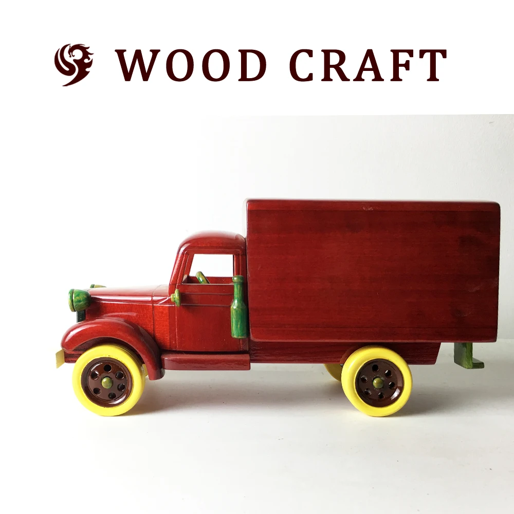 2022 factory delicate handmade wooden craft truck model wine rack