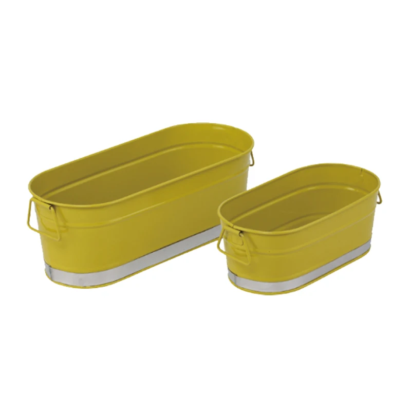 Hanging Garden Galvanized Plant Pot Tin Box Metal Yellow Planters Pots Flower Holder Gardening Accessoriwer Flower Can Bucket