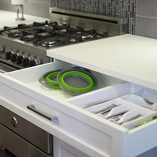 Food Grade Silicone Collapsable Bowls Kitchen Silicone Strainer Collapsible Colander