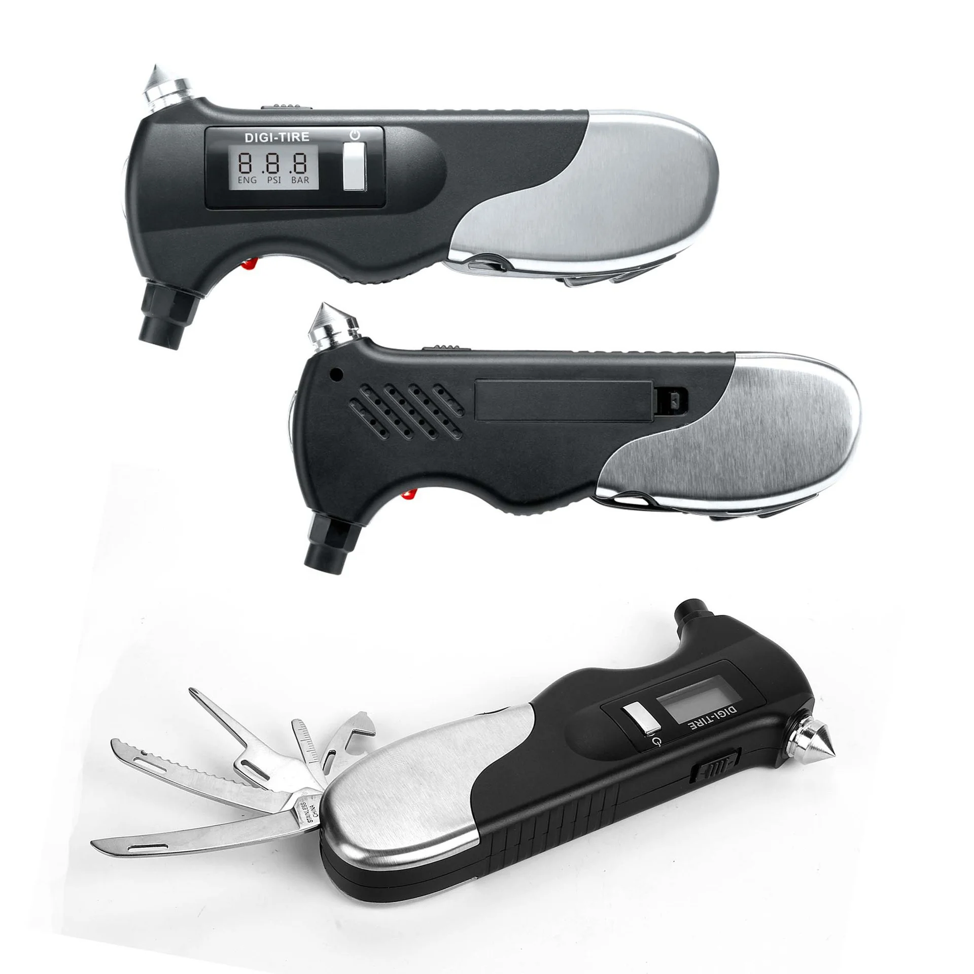 Car emergency supplies life-saving hammer car digital tire pressure gauge