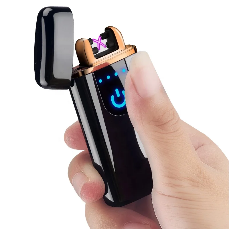 Wholesale metal double arc lighter with touch sensor usb rechargeable electric cigarette lighter