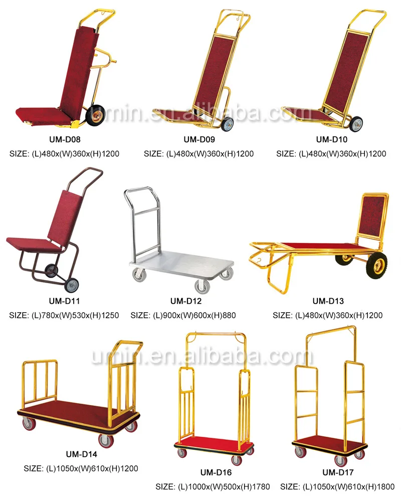 Hotel Bellman Used Gold Luggage Trolley