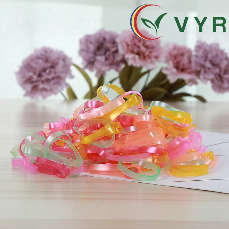 Solid Color Rubber Circle Elastic Ring TPU Hair Bands,strong pull children hair circle shining rubber band wholesale
