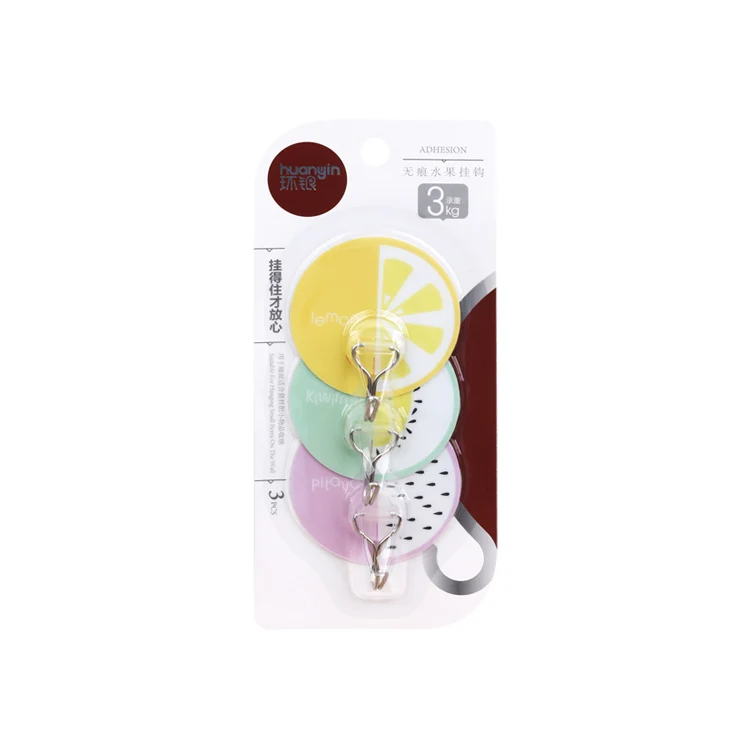 HY-0542  Cartoon of fruit plastic hook for bathroom suction cup hanger Reusable Strongest Wall Mount Hook