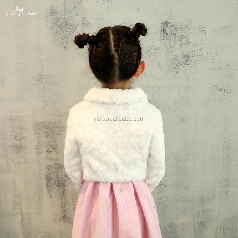 
LZP256 Lovely Fluffy White Fur Bolero Girls Winter Coat 