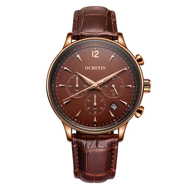 
2017 Mens Top Brand Luxury OCHSTIN Men Military Sport Wrist Watch Chronograph Leather Quartz Ochstin Watch 