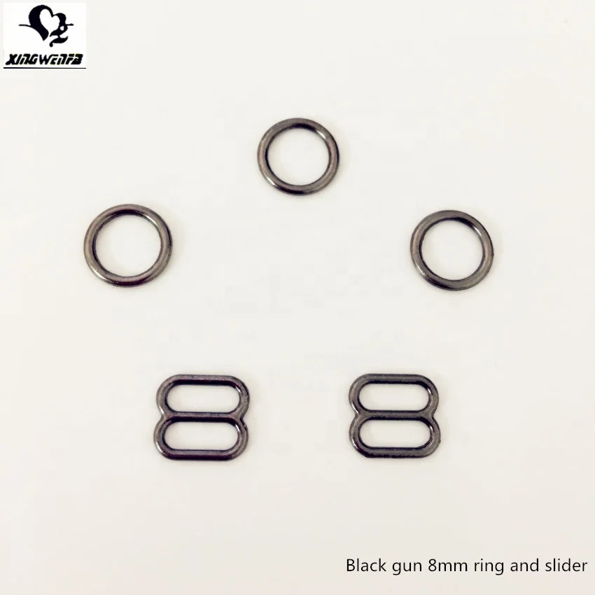 Экологически чистый 8 мм черный пистолет металлический купальник сплав кольцо и ползунок