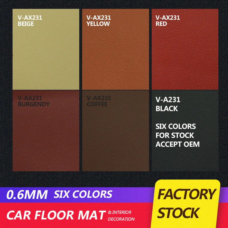 pu material vinyl fabric pvc leather for car floor mat roll