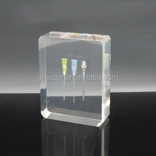 Customized Clear Acrylic Inclusions Gift Resin Embedment Acrylic Block
