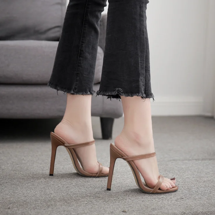 760-A3 simple style woman slipper high heel shoes mules