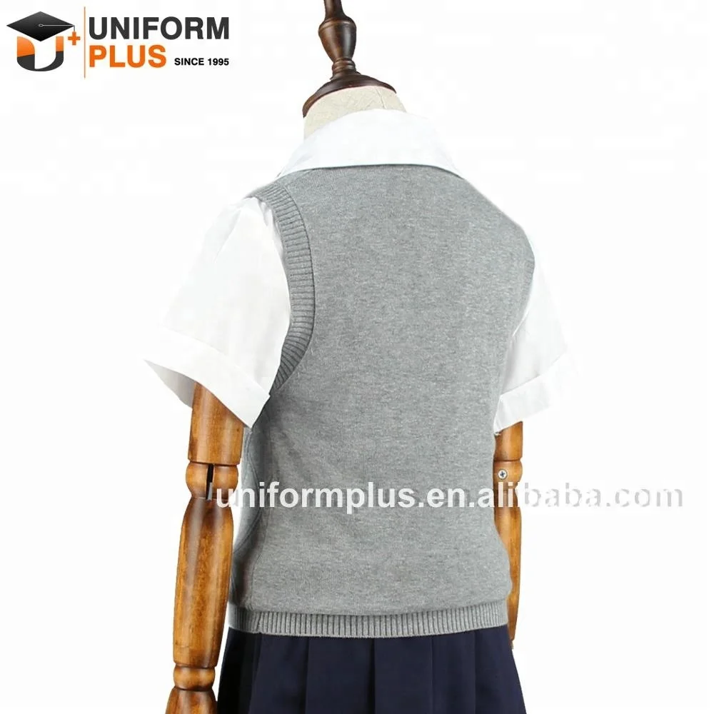 European style cotton gray kids kindergarten school uniform sweater vest for autumn