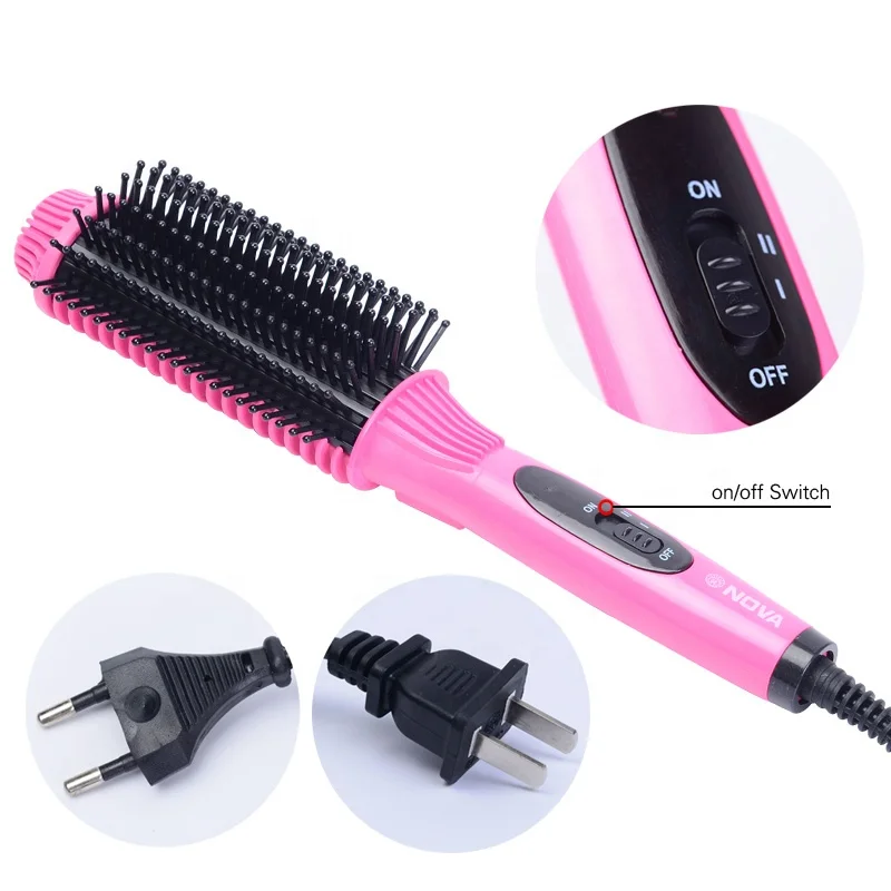 
electric ceramic hair straightener brush custom straightening Comb 