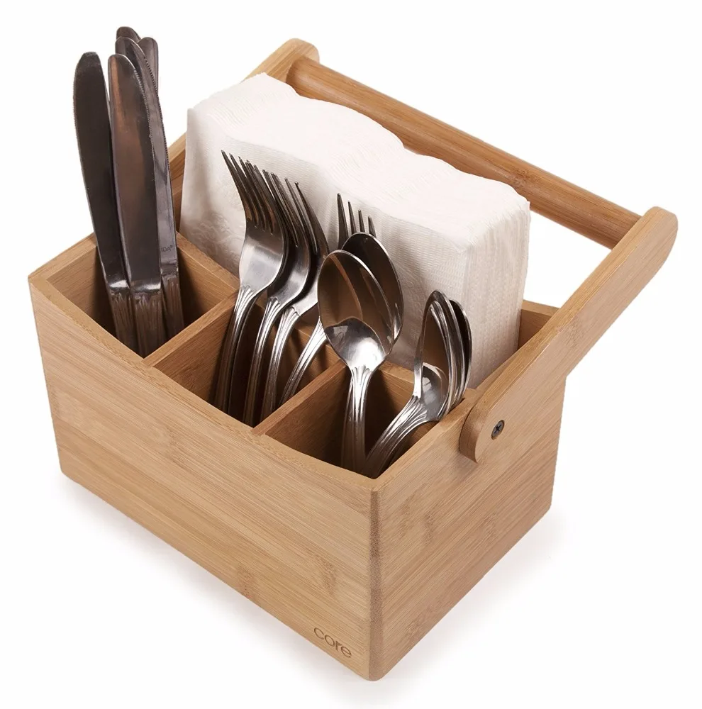 Special Cutlery and Utensil Holder Kitchen Utensil Caddy Bamboo Cutlery Caddy