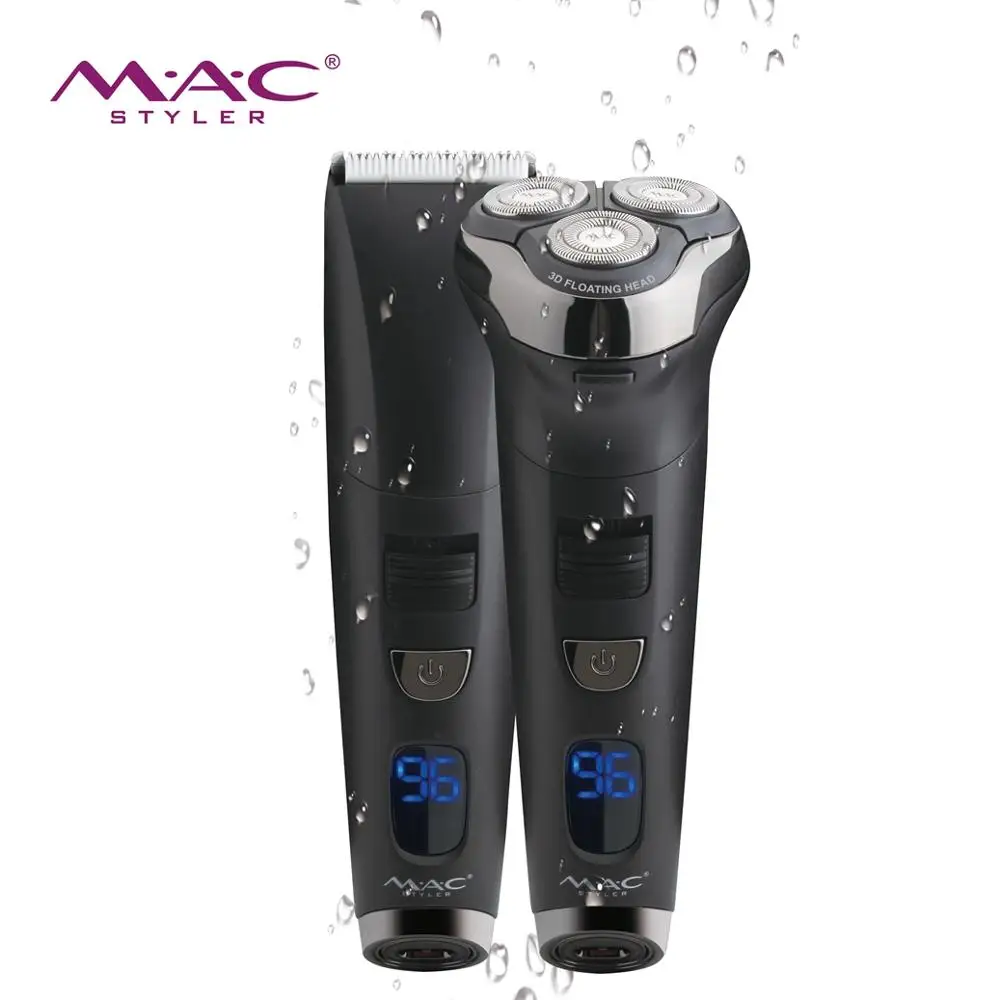 Shave and Haircut 2 In 1Barber 3D Rotating Body Washing Safety Lock Power Remind Electric LCD Display Rechargeable Shaver