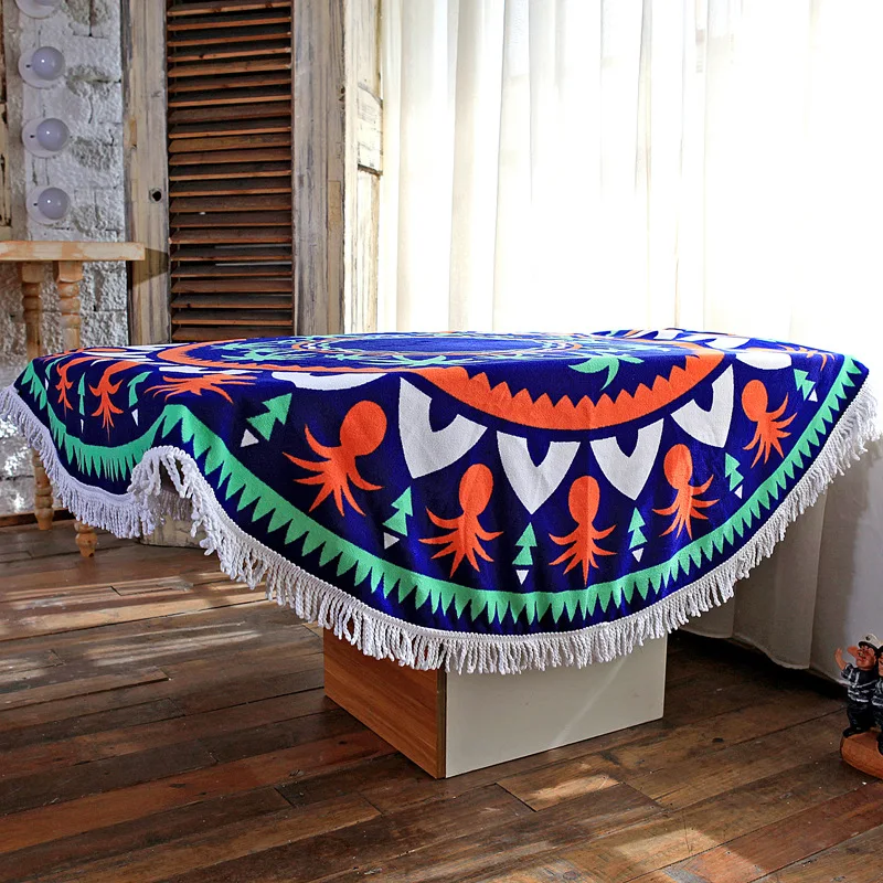 fabric terry cloth extra large Export to TAHITI Cotton Microfiber Round Beach Towel