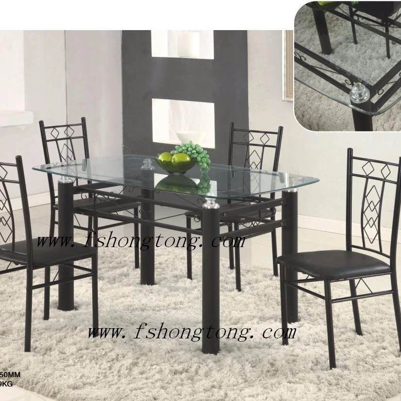 
 Современный дизайнерский кухонный стол из закаленного стекла с металлической рамой  