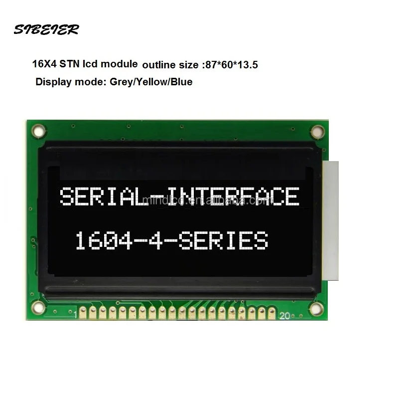 16X4 stn lcd module positive transreflective blue color  character lcd module