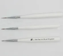 Frete Grátis 3 PCS Kolinsky Acrílico Nail Art Liner Francês Escovas de Desenho Caneta Pontilhando Escova De Unha Manicure Ferramentas de Estilo