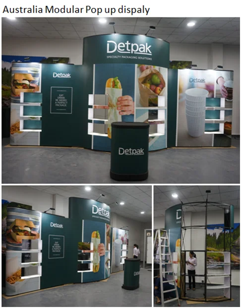Portable exhibition booth Modular backdrop Pop up display customized size for advertising.