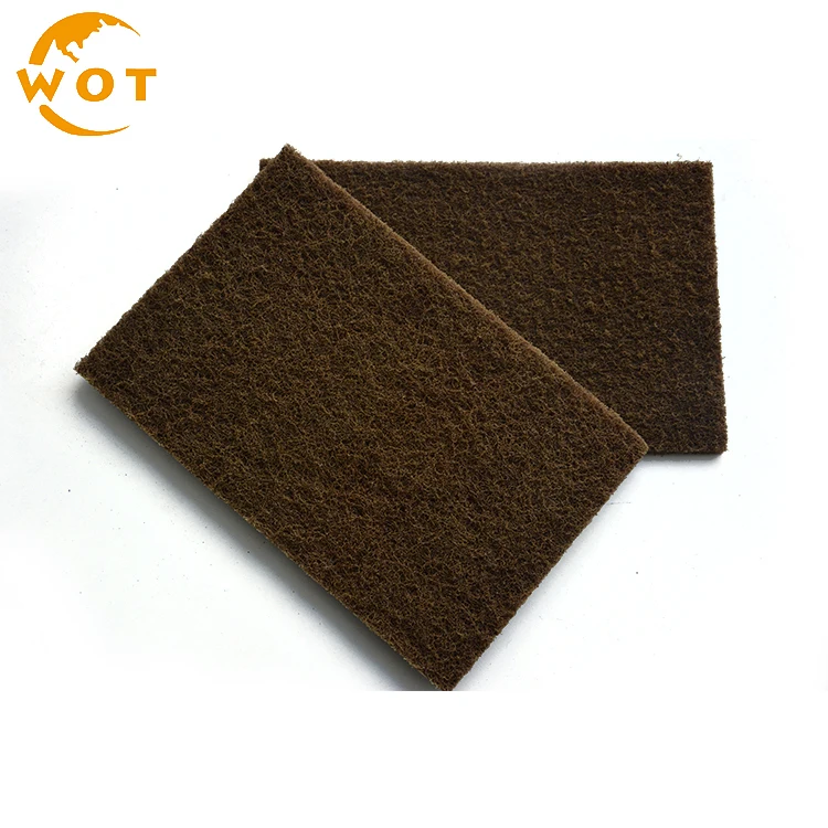 
150X230Mm Brown Non-Woven Nylon Fabric Aluminium Oxide Scouring Pads 