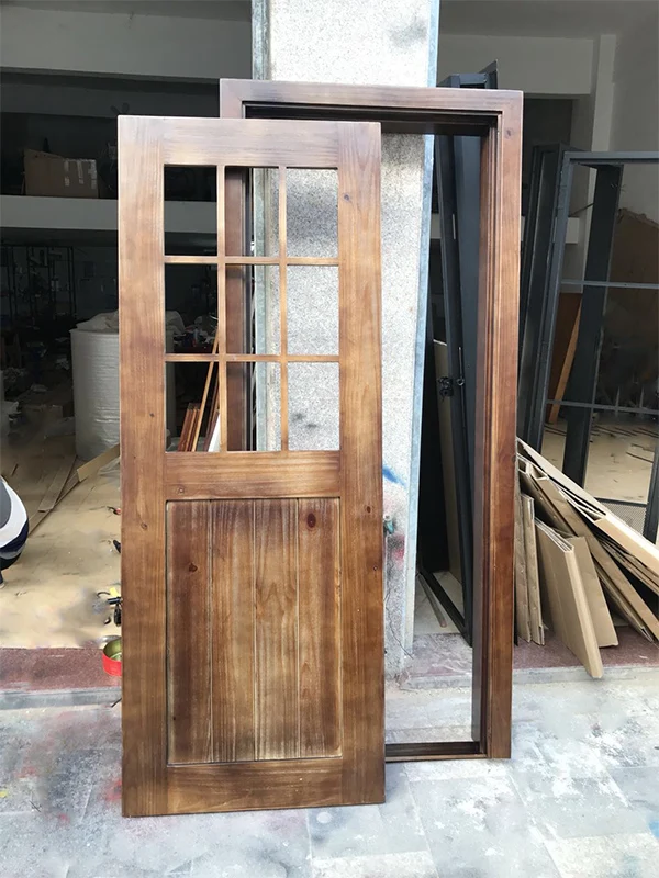 Rustic style arch solid wood door