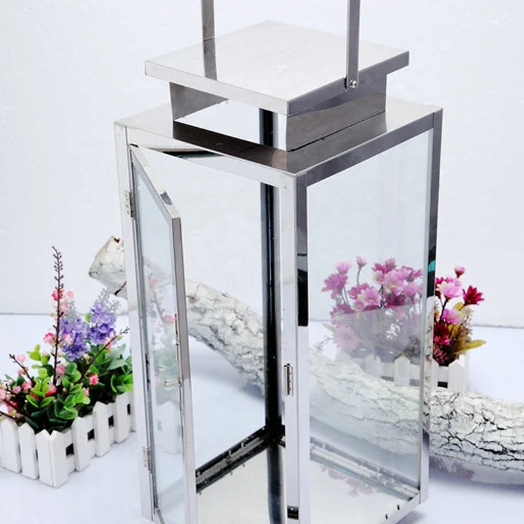 
Wholesale Fashion Vintage Decor Rectangular Shaped Metal Stainless Steel Lantern 