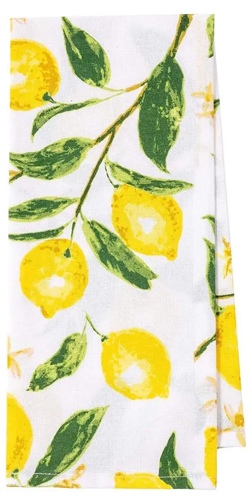 Hot Sell Cute Style 100% Cotton Kitchen Towel Tea Towel Lemon Printing Dish Towel Set